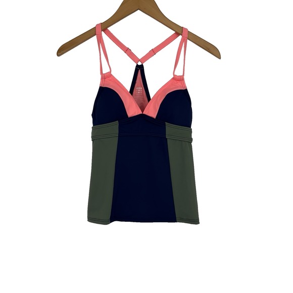 Title Nine Womens Kuapapa Color Block Tankini Swim Top M Racerback Colorful UPF - Picture 1 of 6